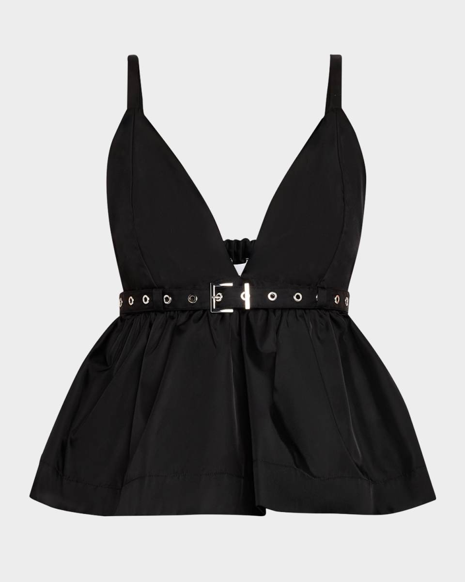 Sleeveless Plunge Peplum Top